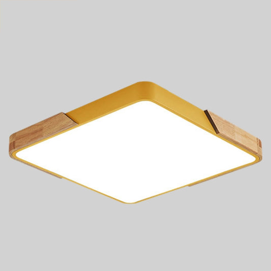 Wood Macaron LED Square Ceiling Lamp, Stepless Dimming, Size:50cm(Yellow) by buy2fix