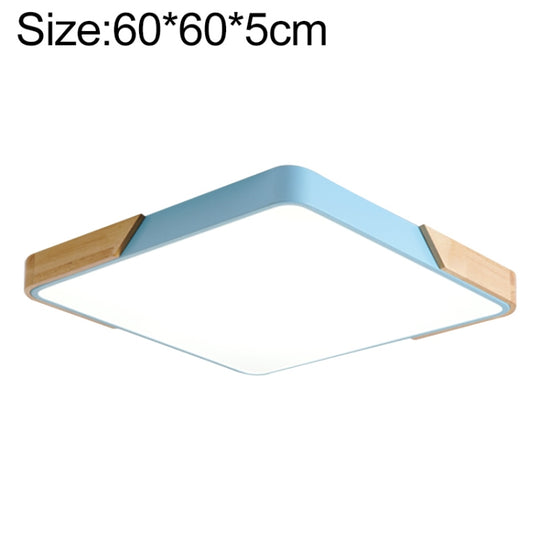 Wood Macaron LED Square Ceiling Lamp, Stepless Dimming, Size:60cm(Blue)