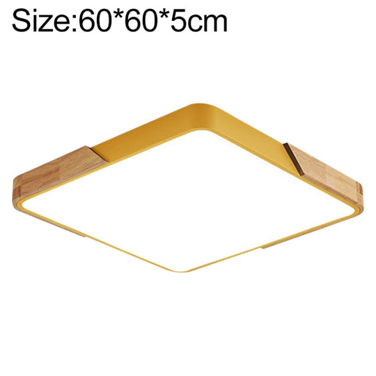 Wood Macaron LED Square Ceiling Lamp, Stepless Dimming, Size:60cm(Yellow)