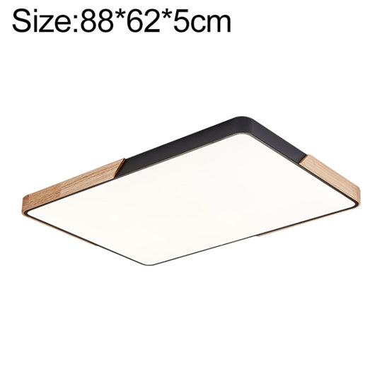 Wood Macaron LED Rectangle Ceiling Lamp, Stepless Dimming, Size:88x62cm(Black)