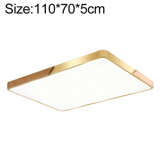 Wood Macaron LED Rectangle Ceiling Lamp, Stepless Dimming, Size:110x70cm(Gold)