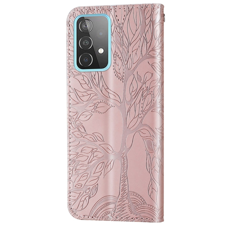 For Samsung Galaxy A53 5G Life of Tree Embossing Leather Phone Case(Rose Gold) by buy2fix