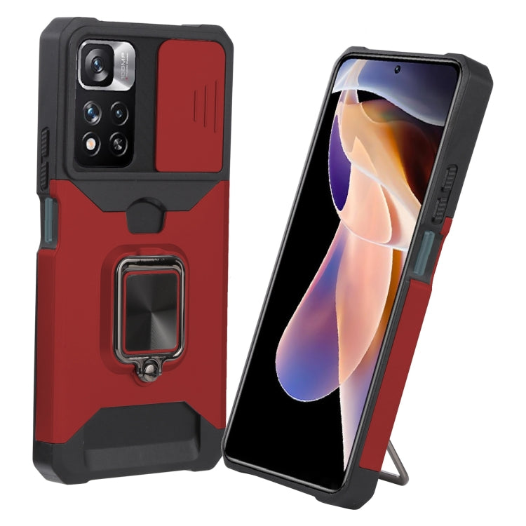 For Xiaomi Redmi Note 11 Pro 5G / 4G International Version Sliding Camera Cover Design PC + TPU Shockproof Phone Case(Red) - Xiaomi Accessories by buy2fix | Online Shopping UK | buy2fix