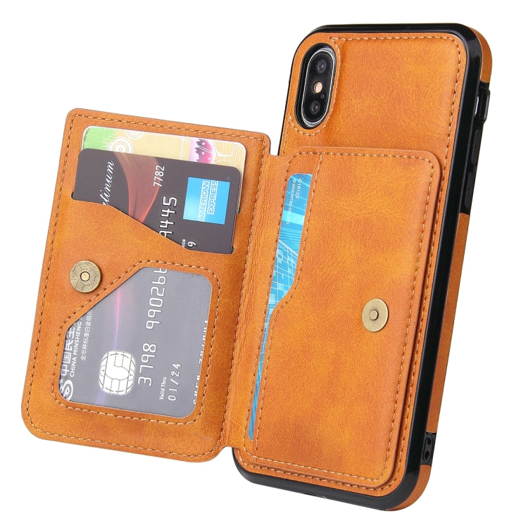 For iPhone XR Calf Texture Magnetic Case(Brown) by buy2fix