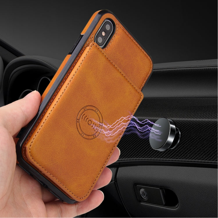 For iPhone XR Calf Texture Magnetic Case(Brown) by buy2fix