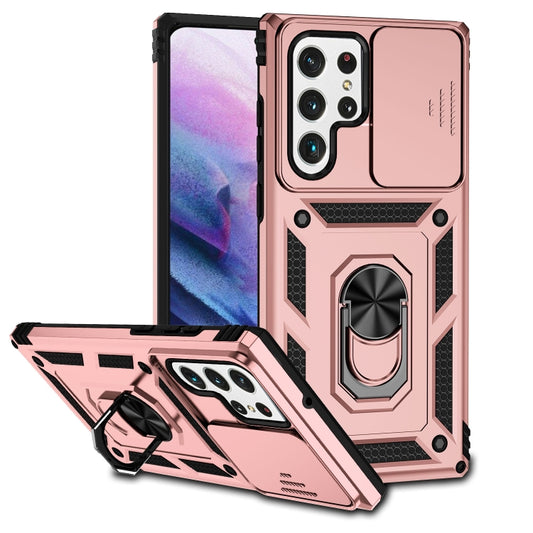 For Samsung Galaxy S22 Ultra 5G Sliding Camshield Holder Phone Case(Rose Gold) - Samsung Accessories by buy2fix | Online Shopping UK | buy2fix