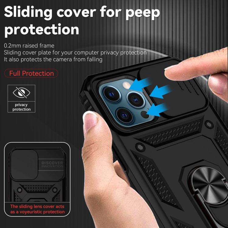 For iPhone 12 Pro Max Sliding Camshield Holder Phone Case(Black) by buy2fix