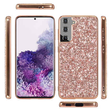 For Samsung Galaxy S22 Ultra 5G Glitter Powder Shockproof TPU Protective Phone Case(Rose Gold) - Samsung Accessories by buy2fix | Online Shopping UK | buy2fix