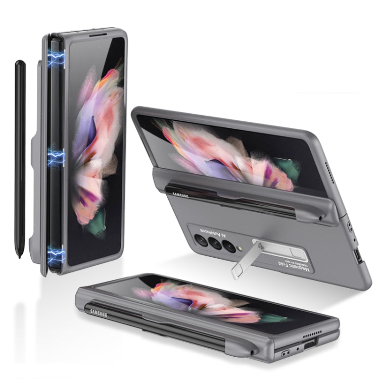 For Samsung Galaxy Z Fold3 5G GKK Magnetic Full Coverage Phone Flip Case with Pen Slot(Grey) - Samsung Accessories by GKK | Online Shopping UK | buy2fix
