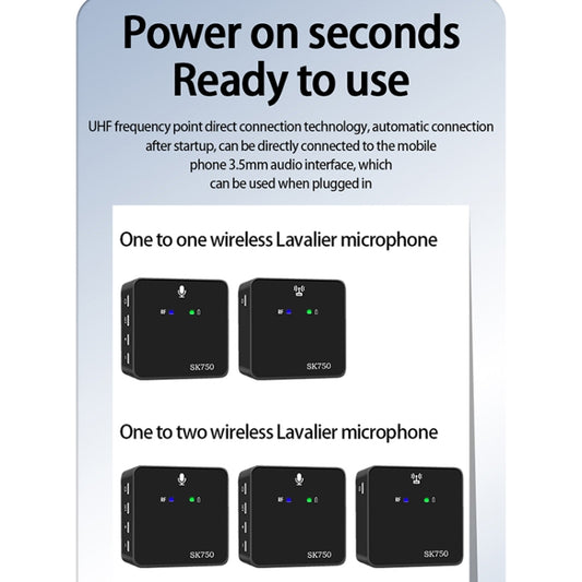 SK750 Type-C Charging One for One Wireless Lavalier Mini Microphone(Black) by buy2fix