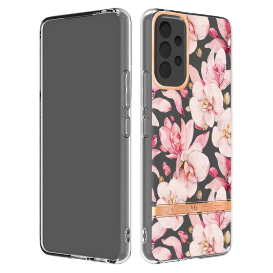 For Samsung Galaxy A53 5G Flowers and Plants Series IMD TPU Phone Case(Pink Gardenia) - Samsung Accessories by buy2fix | Online Shopping UK | buy2fix