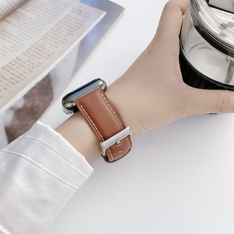 Genuine Leather Watch Band For Apple Watch Ultra 49mm&Watch Ultra 2 49mm / Series 9&8&7 45mm / SE 3&SE 2&6&SE&5&4 44mm / 3&2&1 42mm(Coffee) by buy2fix