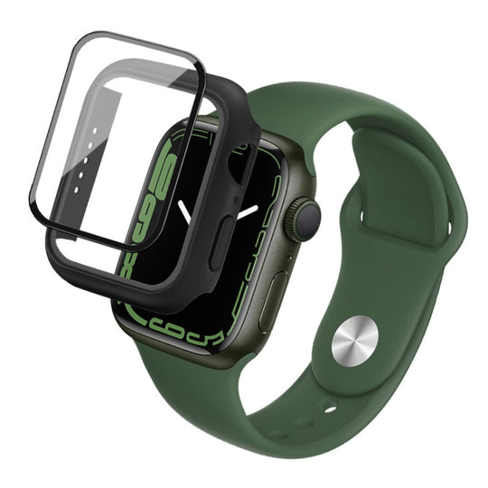 imak PC Case with Tempered Glass Film For Apple Watch Series 9 / 8 / 7 41mm(Black)