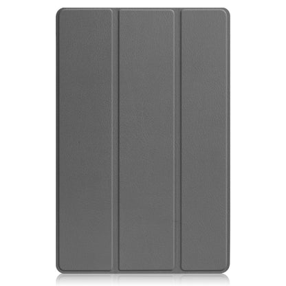 For Lenovo Tab P12 Pro 12.6 Three-folding Holder Custer Texture Leather Tablet Case(Grey) - For Lenovo by buy2fix | Online Shopping UK | buy2fix