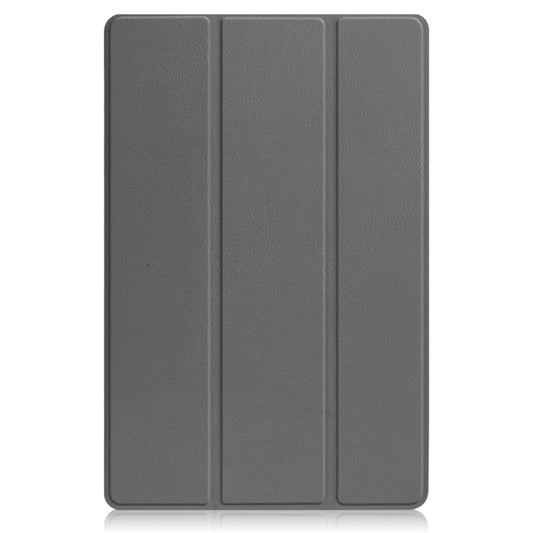 For Lenovo Tab P12 Pro 12.6 Three-folding Holder Custer Texture Leather Tablet Case(Grey) by buy2fix