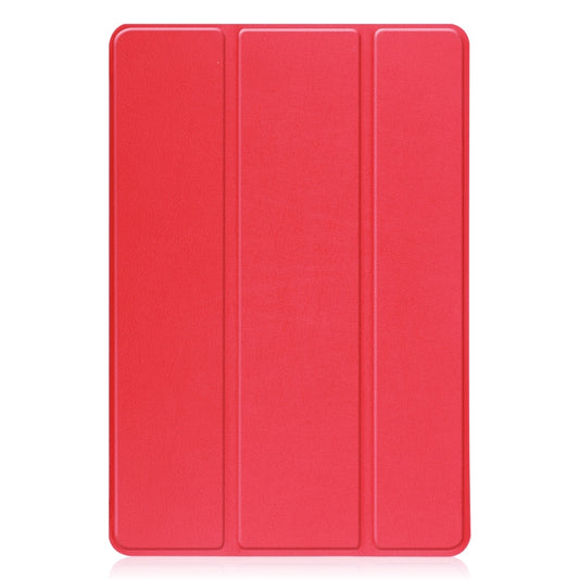 For TCL Tab 10s Three-folding Holder Custer Texture Leather Tablet Case(Red) by buy2fix