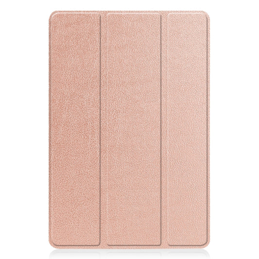 For TCL Tab 10s Three-folding Holder Custer Texture Leather Tablet Case(Rose Gold) by buy2fix