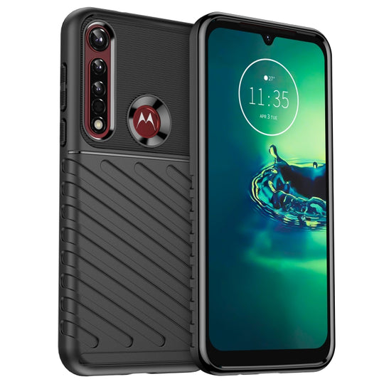 For Motorola One Vision Plus Thunderbolt Shockproof TPU Protective Soft Phone Case(Black)