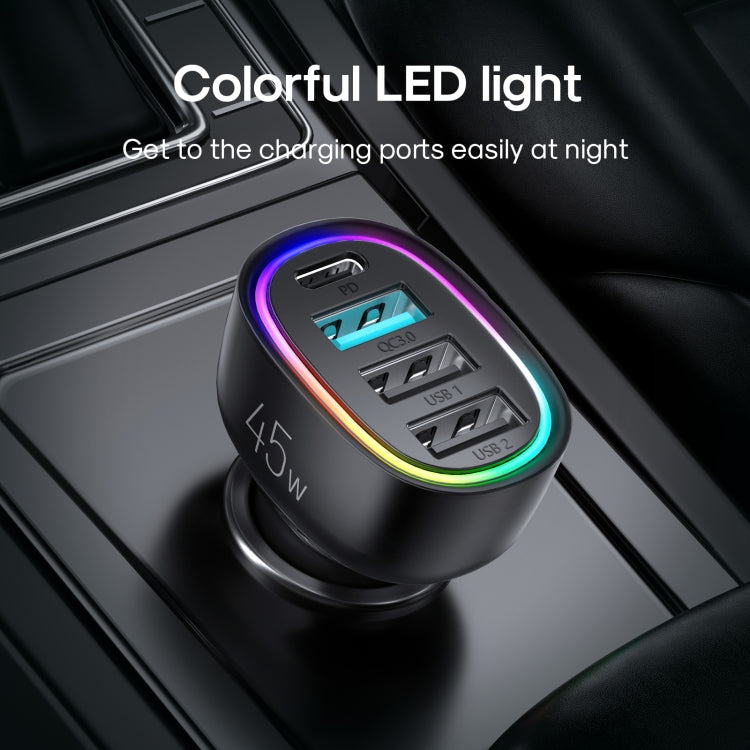 JOYROOM JR-CL09 45W PD+QC 3.0+Dual USB 4 Ports Fast Charging Car Charger(Black) - In Car by JOYROOM | Online Shopping UK | buy2fix