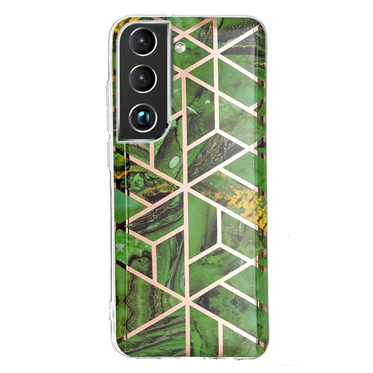 For Samsung Galaxy S22+ 5G Electroplating TPU Protective Phone Case(Green Rhombus) by buy2fix