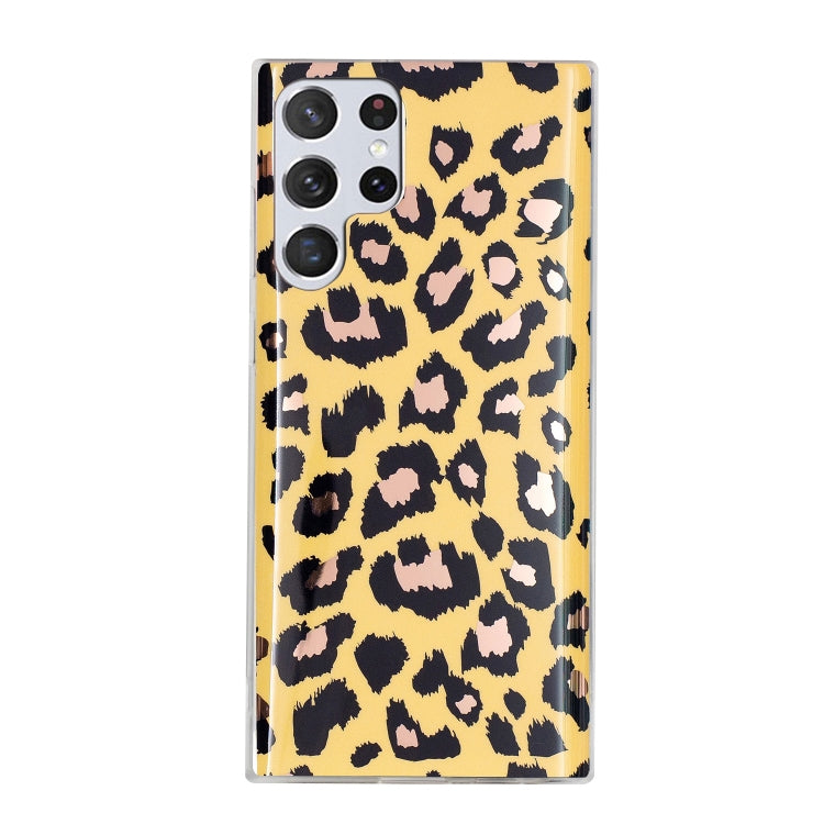 For Samsung Galaxy S22 Ultra 5G Electroplating TPU Protective Phone Case(Leopard Texture) - Samsung Accessories by buy2fix | Online Shopping UK | buy2fix