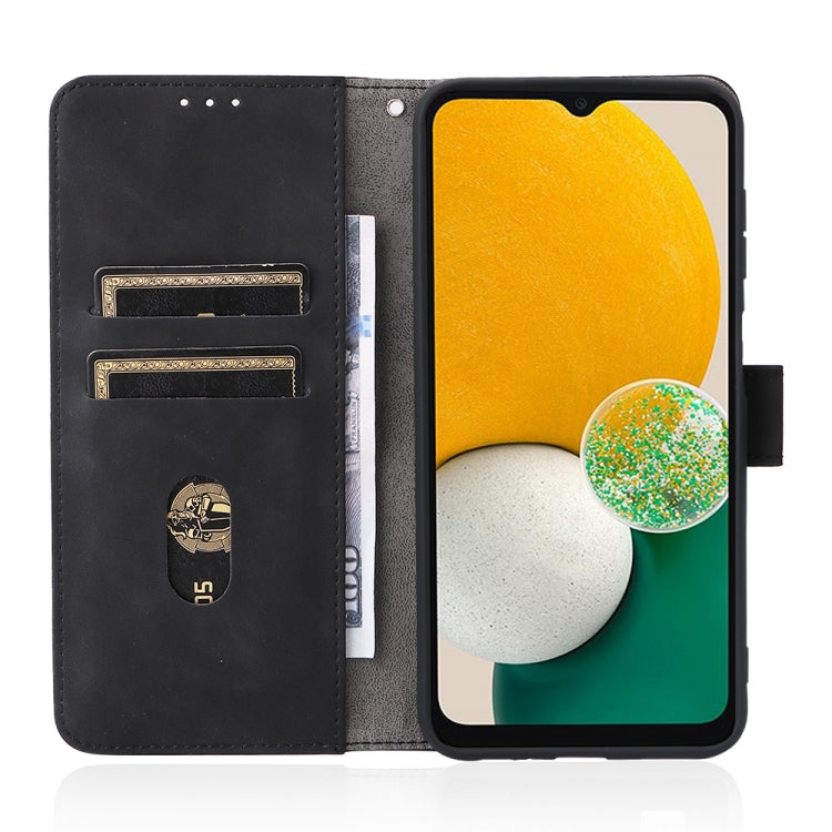 For Samsung Galaxy A13 4G Skin Feel Magnetic Buckle Calf Texture PU Phone Case(Black) by buy2fix