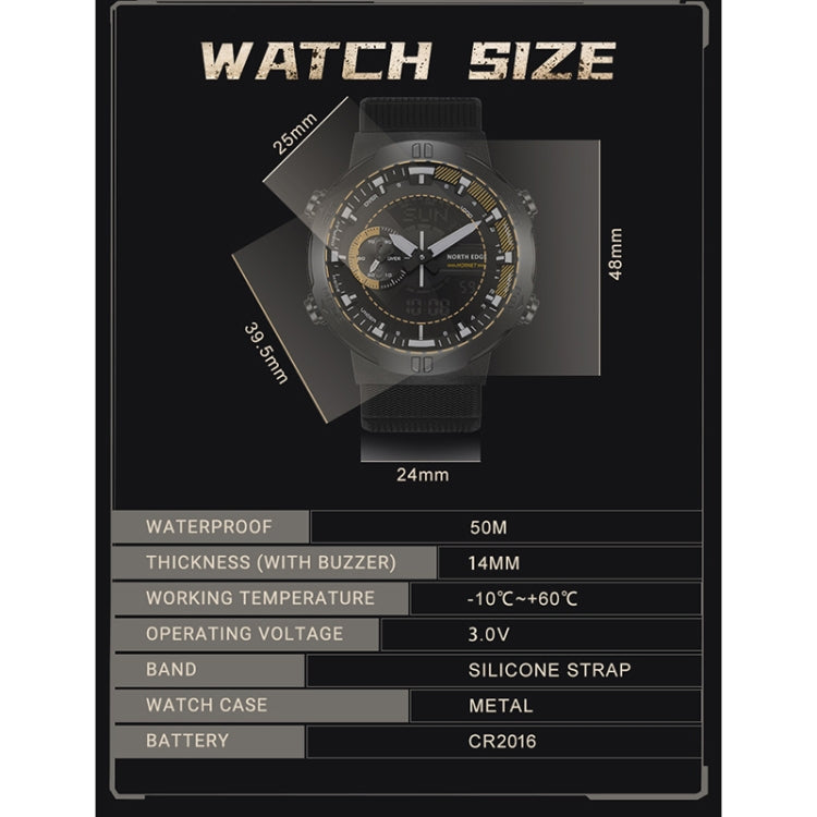 NORTH EDGE HORNET Dual Digital Alarm Clock Timing Men Luminous Sports Watch(Grey) - Sport Watches by NORTH EDGE | Online Shopping UK | buy2fix