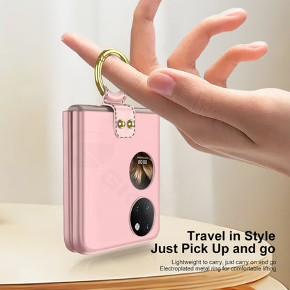 For Huawei P50 Pocket GKK Ultra-thin Full Coverage Phone Case with Ring(Pink) - Huawei Cases by GKK | Online Shopping UK | buy2fix