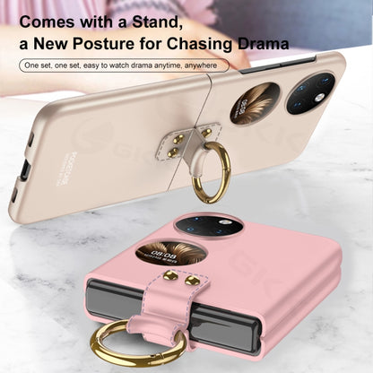 For Huawei P50 Pocket GKK Ultra-thin Full Coverage Phone Case with Ring(Pink) - Huawei Cases by GKK | Online Shopping UK | buy2fix