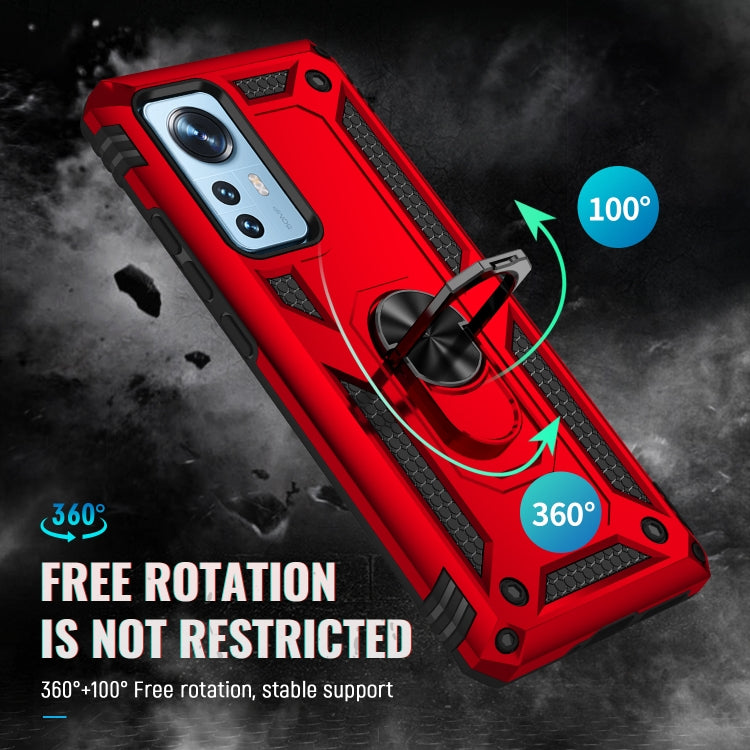 For Xiaomi 12 Shockproof TPU + PC Phone Case with Holder(Red) by buy2fix