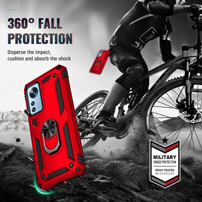 For Xiaomi 12 Shockproof TPU + PC Phone Case with Holder(Red) by buy2fix