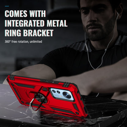 For Xiaomi 12 Shockproof TPU + PC Phone Case with Holder(Red) by buy2fix