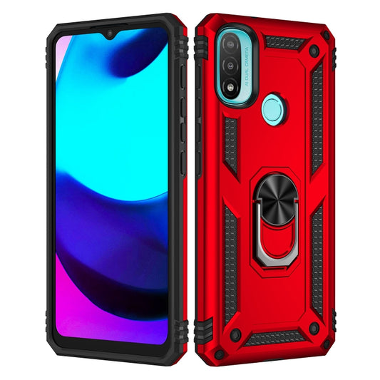 For Motorola Moto E20 / E30 / E40 Shockproof TPU + PC Holder Phone Case(Red) by buy2fix