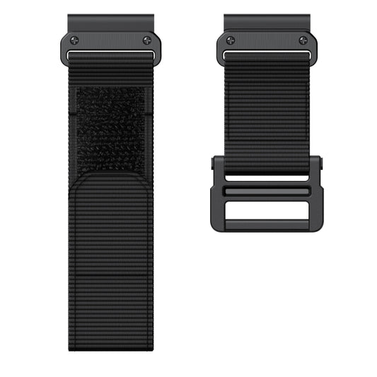 For Garmin Fenix 7X Hook And Loop Fastener Nylon Watch Band(Black) by buy2fix