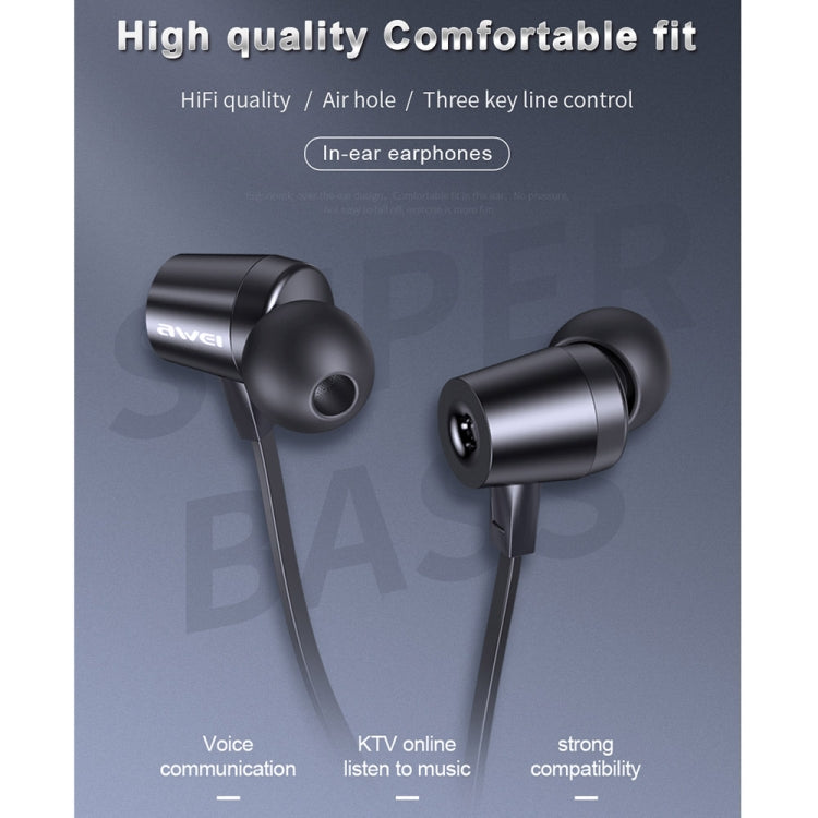 awei L1 Stereo Surround In-ear Wired Earphone(Black) - In Ear Wired Earphone by awei | Online Shopping UK | buy2fix