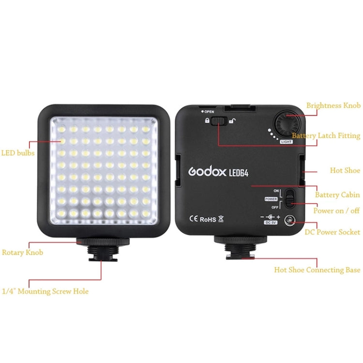 Godox LED64 LED Video Fill Light - Camera Accessories by Godox | Online Shopping UK | buy2fix