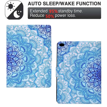 Electric Pressed TPU Leather Tablet Case For iPad 9.7 2018 / 2017(Green Flower) by buy2fix