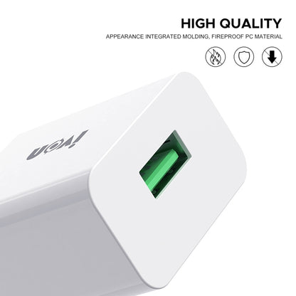 IVON AD-35 2 in 1 18W QC3.0 USB Port Travel Charger + 1m USB to 8 Pin Data Cable Set, US Plug(White) - USB Charger by IVON | Online Shopping UK | buy2fix