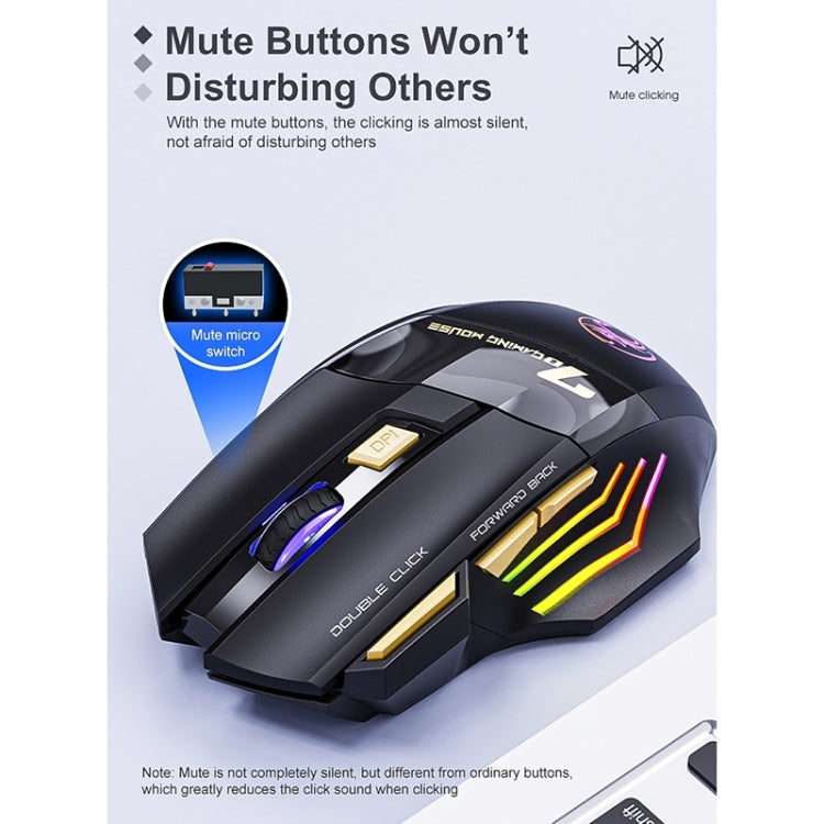 iMICE GW-X7 2.4G + Bluetooth Dual Mode 7-button Silent Rechargeable Wireless Gaming Mouse with Colorful RGB Lights(Black) - Wireless Mice by iMICE | Online Shopping UK | buy2fix