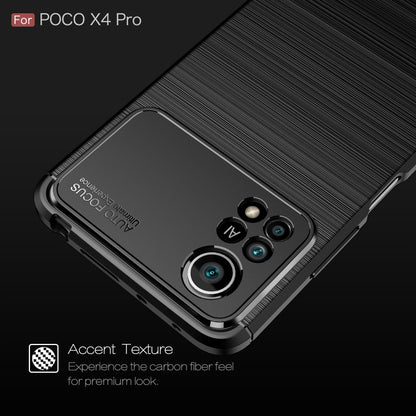 For Xiaomi Poco X4 Pro 5G Brushed Texture Carbon Fiber TPU Phone Case(Black) - Xiaomi Accessories by buy2fix | Online Shopping UK | buy2fix