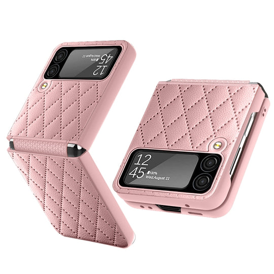 For Samsung Galaxy Z Flip3 5G Rhombus Hinge Phone Case(Pink)