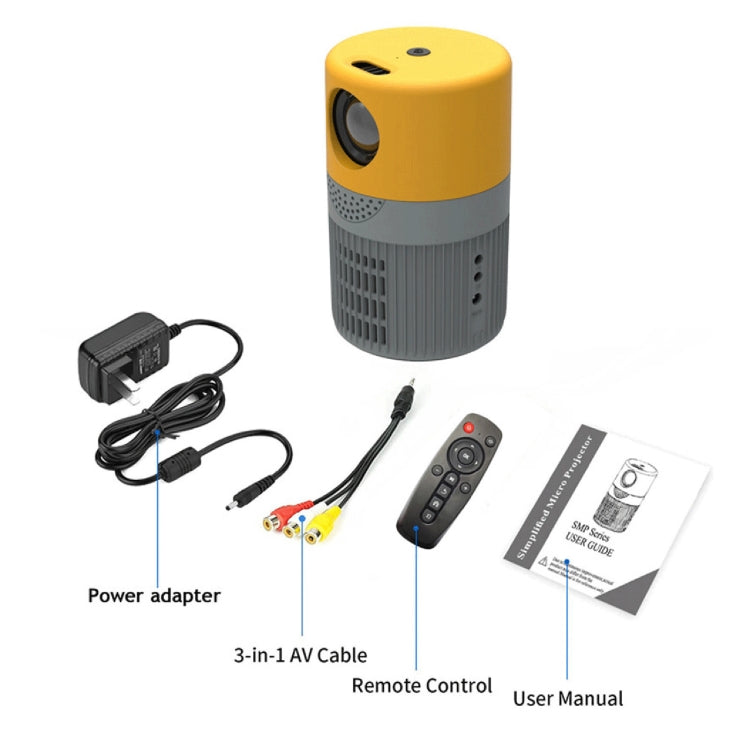 T400 100 inch Screen 3000 Lumens LED Mini Projector, Plug Type:UK Plug(Grey Yellow) - Consumer Electronics by buy2fix | Online Shopping UK | buy2fix