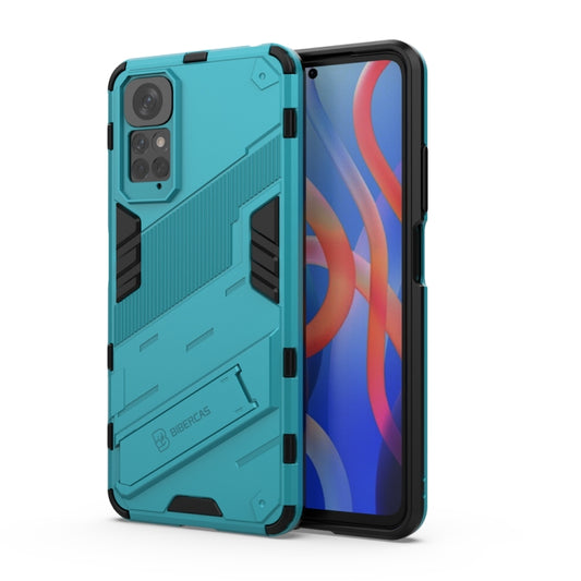 For Xiaomi Redmi Note 11 / Note 11S Global Punk Armor 2 in 1 PC + TPU Shockproof Phone Case with Invisible Holder(Blue) by buy2fix