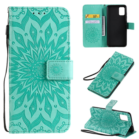For Galaxy A51 Sun Print Horizontal Flip Protective Case with Holder & Card Slots & Wallet(Green) by buy2fix