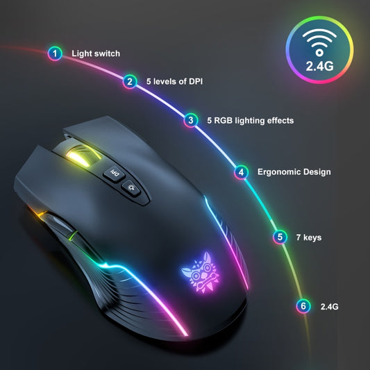 ONIKUMA CW905 2.4G RGB Lighting Wireless Mouse(Black) by ONIKUMA