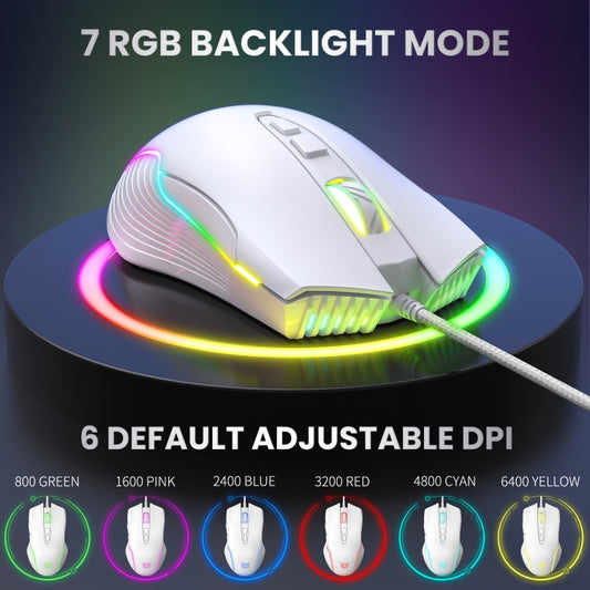 ONIKUMA CW905 RGB Lighting Wired Mouse(White) by ONIKUMA