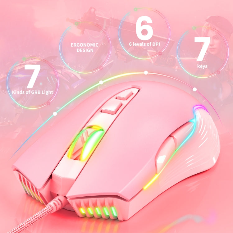 ONIKUMA CW905 RGB Lighting Wired Mouse(Pink) - Wired Mice by ONIKUMA | Online Shopping UK | buy2fix