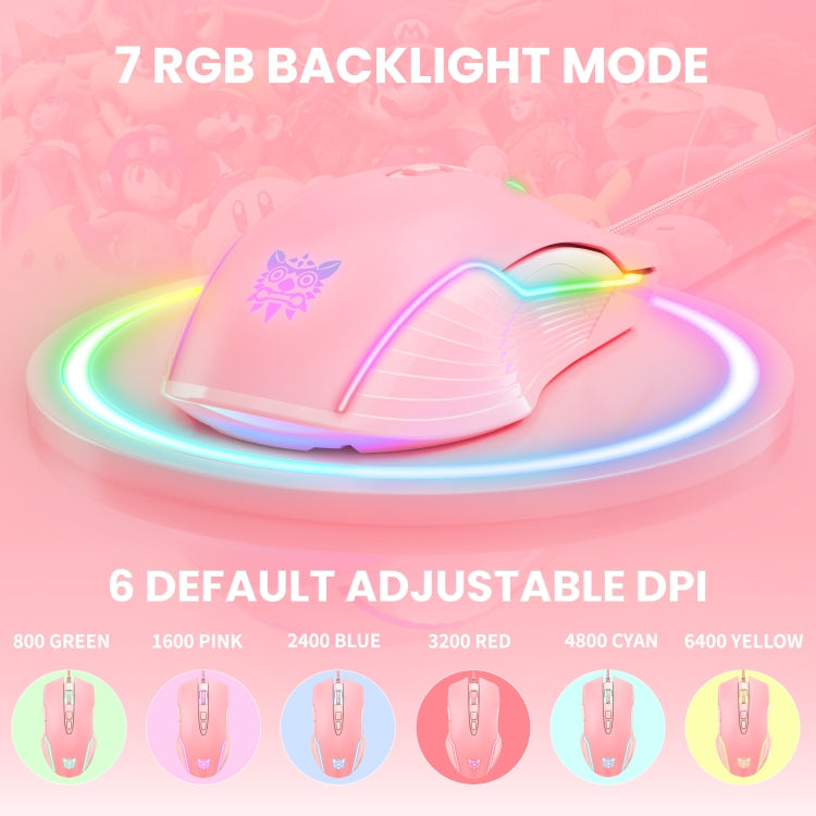 ONIKUMA CW905 RGB Lighting Wired Mouse(Pink) - Wired Mice by ONIKUMA | Online Shopping UK | buy2fix