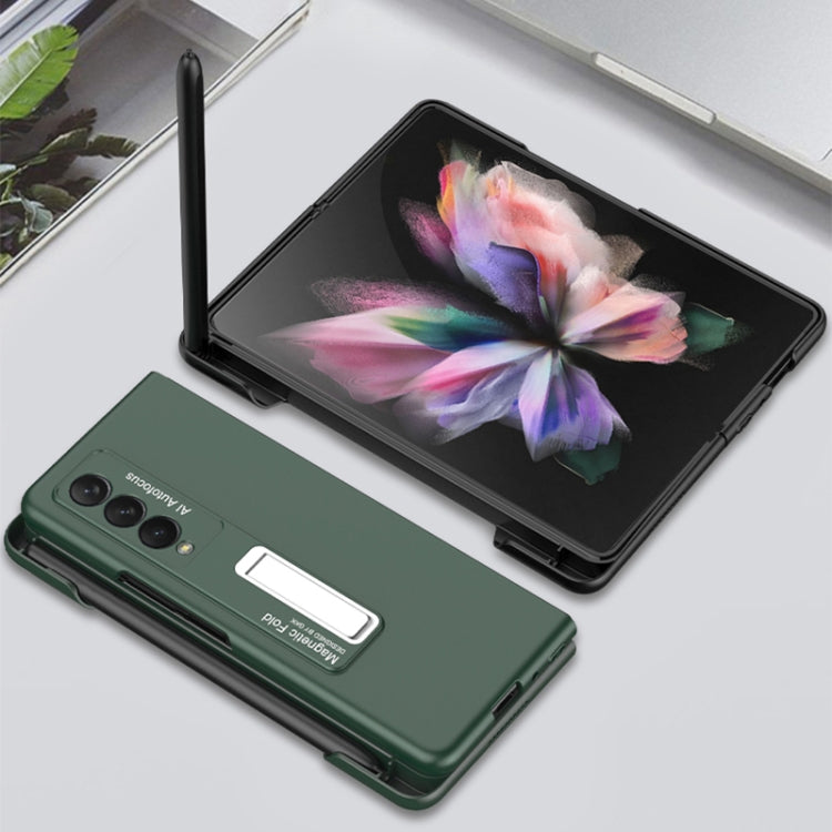 For Samsung Galaxy Z Fold3 5G GKK Ultra-thin PC Phone Flip Case with Holder & Side Pen Slot(Dark Night Green) - Galaxy Phone Cases by GKK | Online Shopping UK | buy2fix