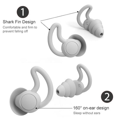 iMeBoBo A1 Shark Fin Version Nano Silicone Sleeping Noise Reduction Earplugs, Style:Two Layer(Grey) - Apple Accessories by buy2fix | Online Shopping UK | buy2fix